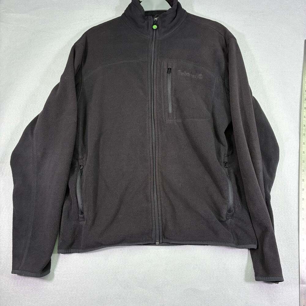 Timberland Men's Black Full-Zip Fleece Jacket with Chest Pocket